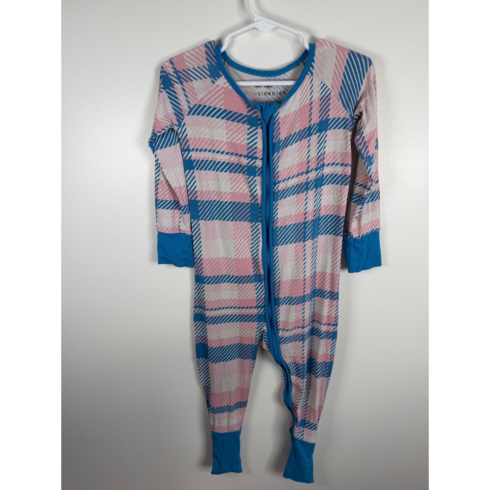Little Sleepies Pink Blue Plaid Bamboo Zippy 18-24 Months